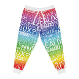 EAUX WHITE ON RAINBOW ATHLETIC JOGGERS