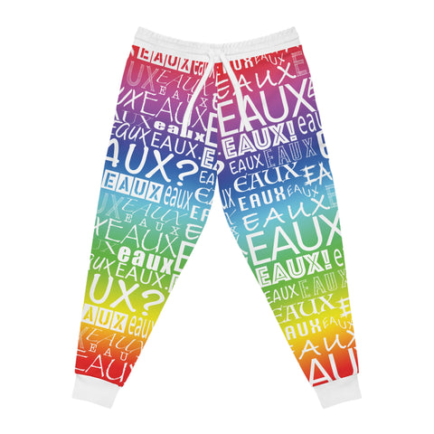 EAUX WHITE ON RAINBOW ATHLETIC JOGGERS