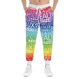 EAUX WHITE ON RAINBOW ATHLETIC JOGGERS