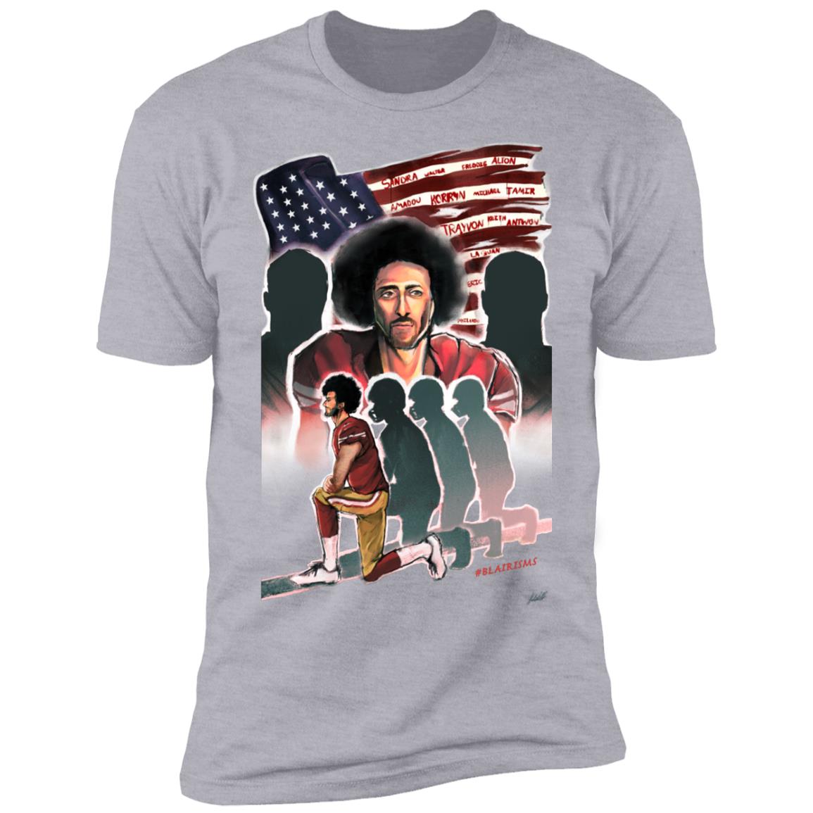 Multiple Locations Colin Kaepernick T-Shirt | Justified | Colin Kaepernick and GQ | Unisex Black T-Shirt Black / 3XL