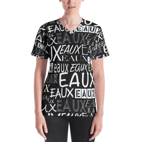 BLACK/WHITE ALLEAUXVER Women's V-neck