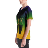 MARDI GRAS/BLACK/GOLD V EAUX IV Women's V-neck