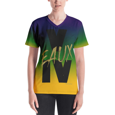 MARDI GRAS/BLACK/GOLD V EAUX IV Women's V-neck