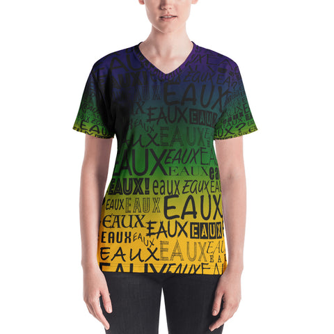 MARDI GRAS/BLACK ALLEAUXVER Women's V-neck