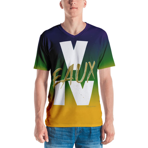 MARDI GRAS/WHITE/GOLD V EAUX IV Men's V-Neck T-shirt