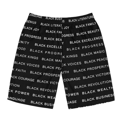 BLACK MAGIC - WHITE LETTERS BOARD SHORTS