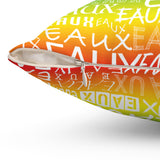 EAUX WHITE ON RAINBOW  THROW PILLOW