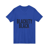 BLACKITY BLACK - BLACK UNISEX V-NECK T-SHIRT