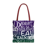 EAUX- WHITE ON MARDI GRAS TOTE BAG
