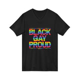 BLACK GAY PROUD UNISEX V-NECK T-SHIRTS