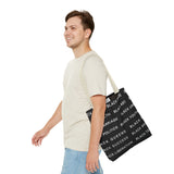 BLACK MAGIC WHITE LETTERS TOTE BAG