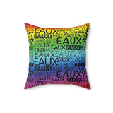 EAUX - BLACK ON RAINBOW THROW PILLOW