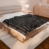 BLACK MAGIC WHITE LETTERS PLUSH BLANKET