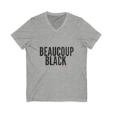 BEAUCOUP BLACK - BLACK UNISEX V-NECK T-SHIRT