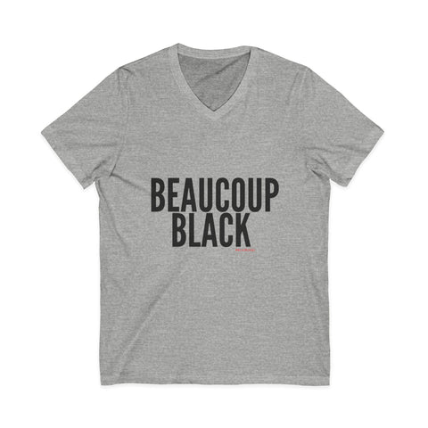 BEAUCOUP BLACK - BLACK UNISEX V-NECK T-SHIRT
