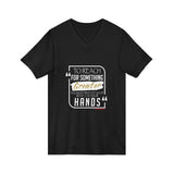REACH FOR SOMETHING WHITE GOLD UNISEX V-NECK T-SHIRTS