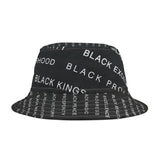 BLACK MAGIC WHITE LETTERS AOP BUCKET HAT