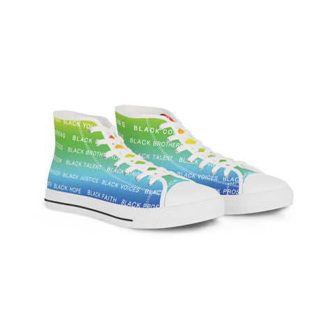 BLACK MAGIC RAINBOW WHITE HI TOP SNEAKERS WHITE SOLE