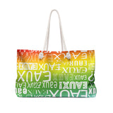 EAUX WHITE ON RAINBOW WEEKENDER BAG