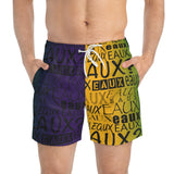 EAUX BLACK ON MARDI GRAS SWIM TRUNKS