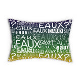 EAUX- WHITE ON MARDI GRAS LUMBAR PILLOW