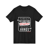 REACH FOR SOMETHING - WHITE RED UNISEX V-NECK T-SHIRT