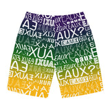 EAUX- WHITE ON MARDI GRAS BOARD SHORTS