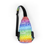 EAUX WHITE ON RAINBOW SLING BAG