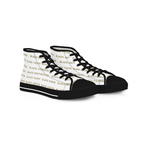 BLACK MAGIC - GOLD LETTERS HI-TOP SNEAKERS WHITE-SOLE