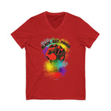 BLACK GAY PROUD FIST UNISEX V-NECK T-SHIRTS