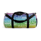 EAUX WHITE ON RAINBOW DUFFEL BAG