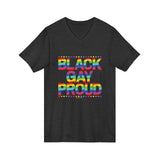 BLACK GAY PROUD UNISEX V-NECK T-SHIRTS