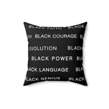 BLACK MAGIC WHITE LETTERS THROW PILLOW