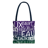 EAUX- WHITE ON MARDI GRAS TOTE BAG