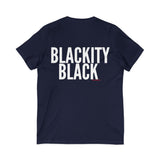 BLACKITY BLACK - WHITE UNISEX V-NECK T-SHIRT