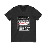 REACH FOR SOMETHING - WHITE RED UNISEX V-NECK T-SHIRT