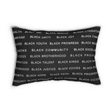 BLACK MAGIC WHITE LETTERS LUMBAR PILLOW
