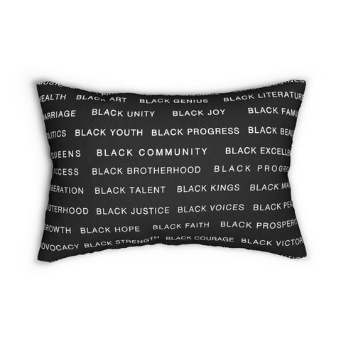 BLACK MAGIC WHITE LETTERS LUMBAR PILLOW