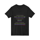 BLACK QUEER RAINBOW UNISEX V-NECK T-SHIRTS