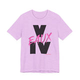 V EAUX IV - BLACK W/ PINK EAUX UNISEX SHORT SLEEVE T-SHIRT