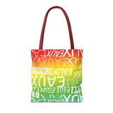 EAUX WHITE ON RAINBOW TOTE BAG