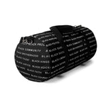 BLACK MAGIC WHITE LETTERS DUFFEL BAG
