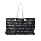 BLACK MAGIC WHITE LETTERS WEEKENDER BAG
