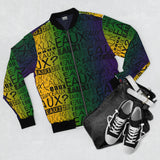 EAUX - BLACK ON MARDI GRAS AOP MEN'S BOMBER JACKET