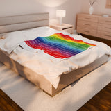 BLACK MAGIC RAINBOW WHITE PLUSH BLANKET