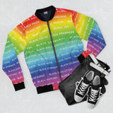 BLACK MAGIC RAINBOW WHITE AOP MEN'S BOMBER JACKET