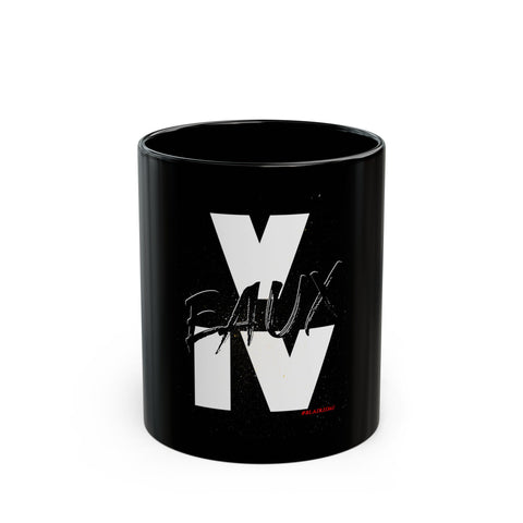 V EAUX IV - WHITE W/ BLACK EAUX CERAMIC MUG - BLACK 11OZ
