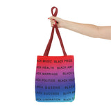 BLACK MAGIC RAINBOW BLACK  TOTE BAG