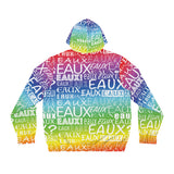 EAUX WHITE ON RAINBOW AOP ZIP HOODIE