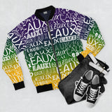 EAUX- WHITE ON MARDI GRAS AOP MEN'S BOMBER JACKET